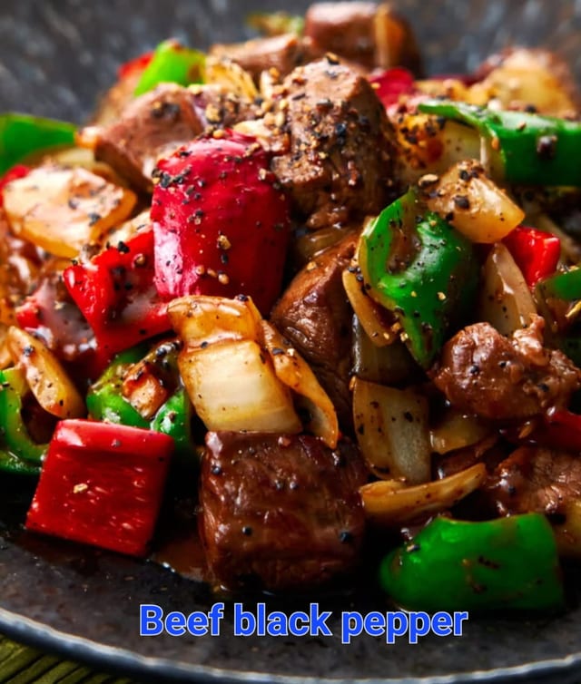 Stir Fried Shrimp or Beef with Black Pepper.