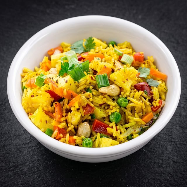 Yellow Fried Rice with Pineapple.